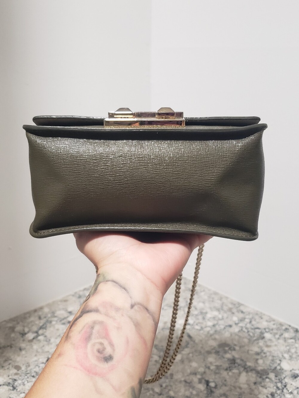 Furla Bella Mini Olive Green Crossbody Bag - Picture 14 of 15